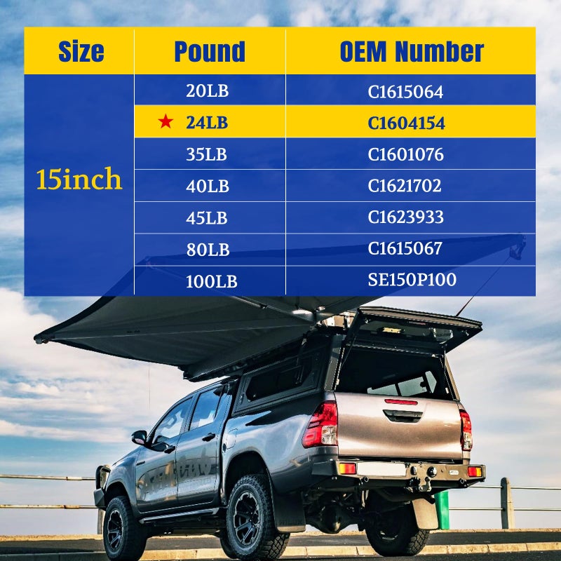 ARANA C16-04154 15 inch 24Lb Gas Struts Lift Support, sl33-20-1 15" Gas Shock Springs for Leer are Topper Snugtop Camper Shell Truck Cap Centry Topper Tool Box Lid Replacement Parts, 2 Pcs - Image 5